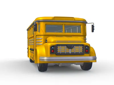 Retro School Bus - HighPoly 3D model