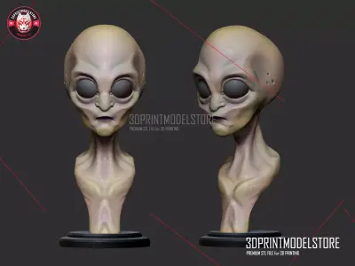 Alien Stylized Bust STL File 3D print model