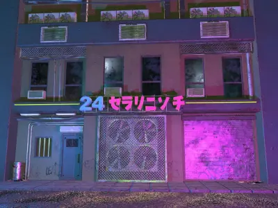 Cyberpunk Street Low-poly 3D model