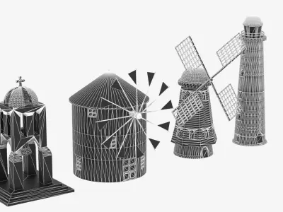 Greek Buildings Collection Low-poly 3D model