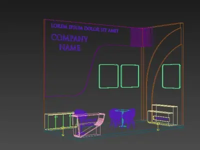 Booth Exhibition Stand Stall 3x6m Height 500 cm 2 Side Open 3D model