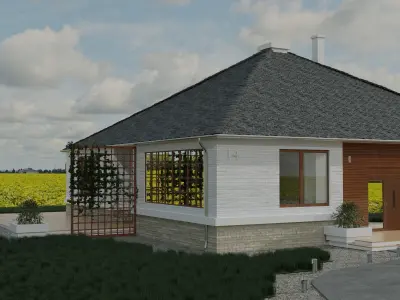 Model of a one story European cottage 3D model