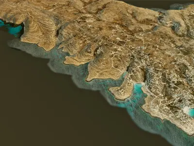 Lampedusa island 3d model terrain Low-poly 3D model