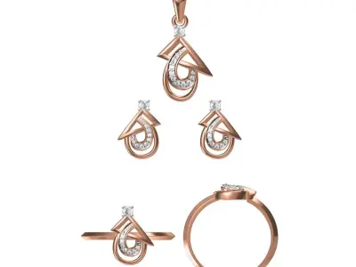 Light wt Ring Earrings Pendant set 3dm stl 1-render details 3D print model