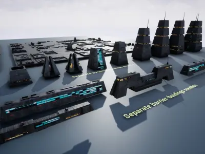 Sci-Fi City Landscape UE4 Low-poly 3D model