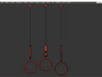 JALMA three gold ring pendant lights Low-poly 3D model
