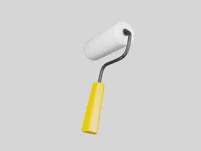 Paint roller  with plastic handle 3D model