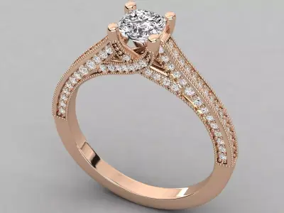 Women Light Weight Solitare Diamond Wedding Ring   3 3D print model