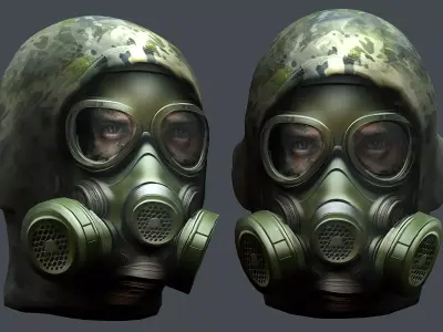 Gas mask helmet 3d model military combat Low-poly Low-poly 3D model