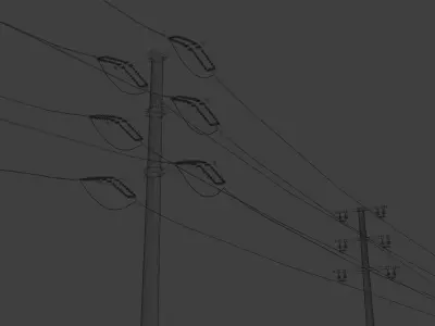 German Countryside Electricity Pylon Low-poly 3D model