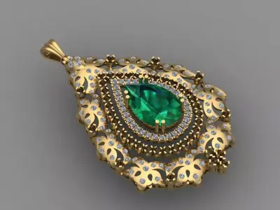 Gold Diamond Women pendant 3D print Model 3D print model