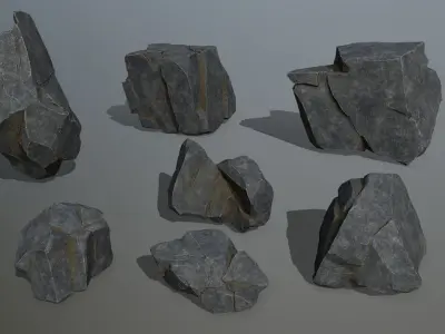 Rock Set Low-poly 3D model 49