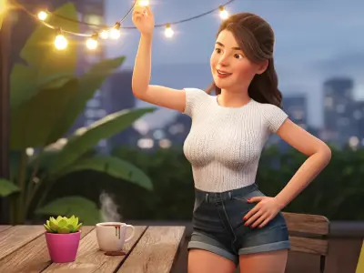 Sexy Girl Toon Woman Low-poly 3D model