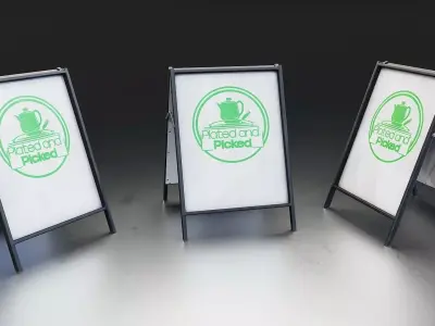 Cafe Sidewalk Signboard 3D Model Low-poly 3D model