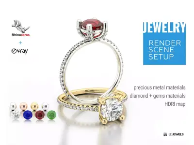 Rhinoceros V-Ray Scene Setup for 3D Jewelry Rendering 3D model