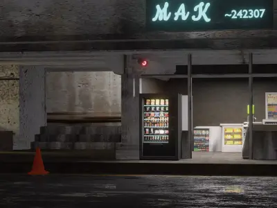 Cinematic Street Low-poly 3D model