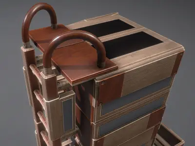Modular Wood Ladders and Stairs Pack Low-poly 3D model