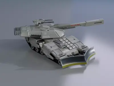 Sci-Fi Low Poly Tank GameReady 3D Model Low-poly 3D model