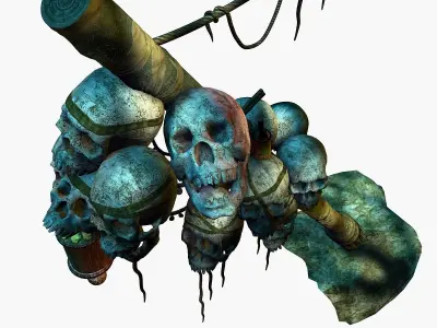 skeleton totem pillar column ruin wasteland tribe clan 3D model