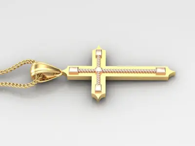 High Cross Pendant Light Gold 18K 4CP086 3D print model