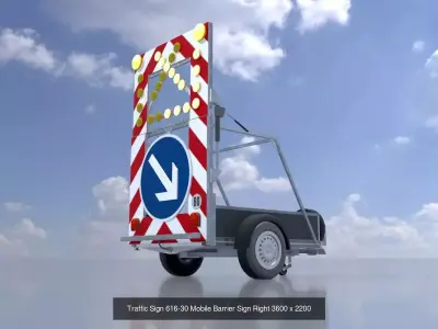 Traffic signs 615 - 616 Mobile barriers 3D Model Pack