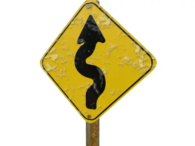 Warning For Curves Traffic Sign 3D model