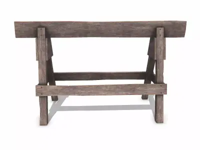 A Frame Wooden Barricade Low-poly PBR Low-poly 3D model