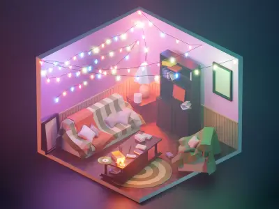 stranger-things low poly model render in blender Low-poly 3D model