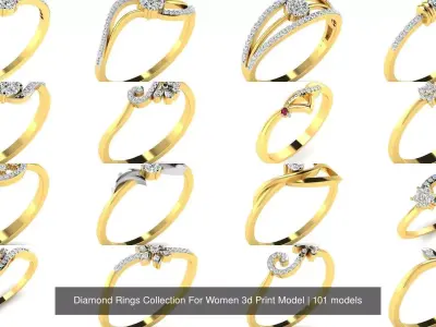 Diamond Rings Collection For Women 3d Print Model 3D Model Pack purchase