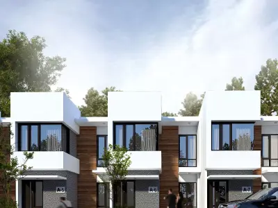 Modern Minimalist House Design 6x12m 49 sqm 2 Floors Skp Only Low-poly 3D model