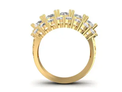 Elegant Baguette and Round Diamond Cluster Ring for Women  1974 3D print model