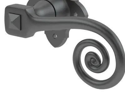 Curly Tail Black Antique Handle 3D model