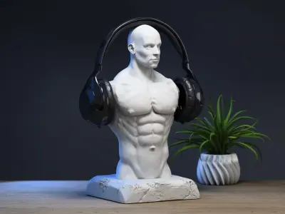 Anatomy bust Headphone Stand  Human anatomy Headset Stand 3D print model