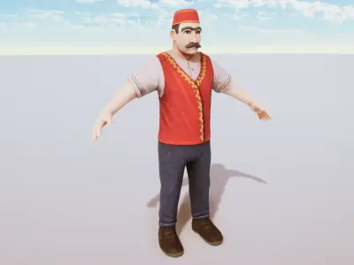 Stylized Character Bazar Dealer Rigged with Shape Keys Low-poly 3D model