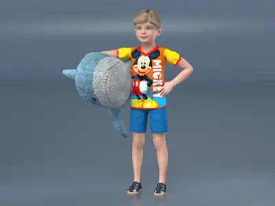  Boy with Big Soft Toy Shark from IKEA Fur 