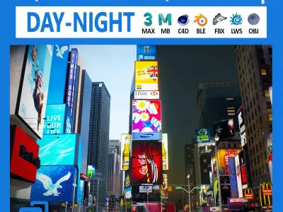 NYC Broadway 7th Av Times Square V2 3D model