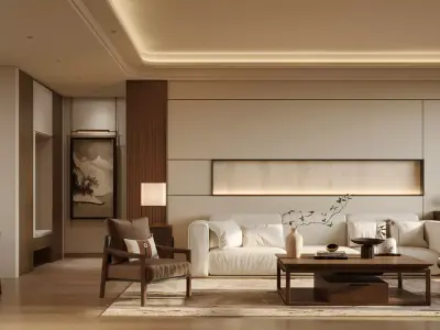 Chinese Song - style living and dining room 3D model