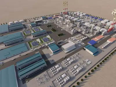 Petrochemical-Complex and Oil Gas Rig-Refinery power plant 3D model