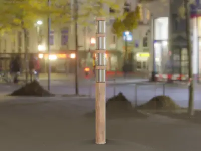 Wooden Light-Column 15 - Low-Poly Street-Light Set-9 Low-poly 3D model