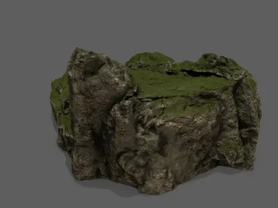 Stairs stone staircase with moss Low-poly 3D model