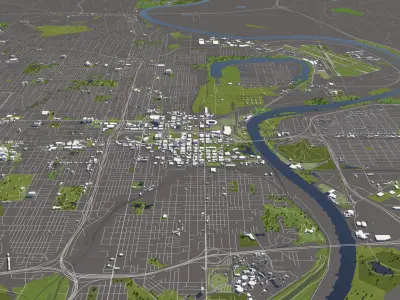 Omaha 50x50km 3D City Map 3D model