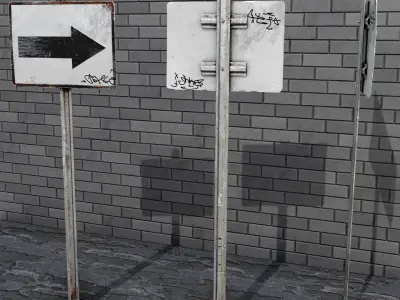 Game-ready Street Signs Collection post-apocalyptic rusty Low-poly 3D model