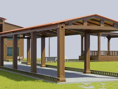 Wood Buildings 3D model