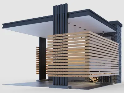 Modern gazebo with summer kitchen 3D model