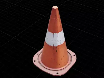  Traffic Cone Low Poly  Game Ready Prop 3D Model Low-poly 3D model