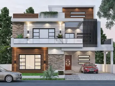 complete elevation 2D plans and 3D plans rendering and max file 3D model