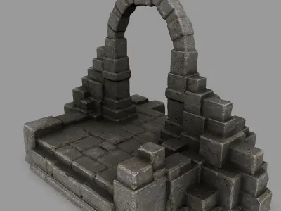 gate 9 stone arch Low-poly 3D model