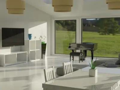 White Mansion Living Room Free 3D model