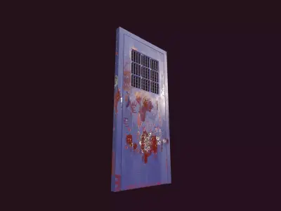 Bloody Prison Door with Bullet Holes and Handprints 3D model