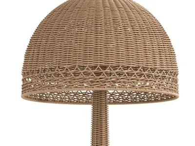 Woven Augusta Mid Century Modern Natural Rattan   Floor Lamp 3D model